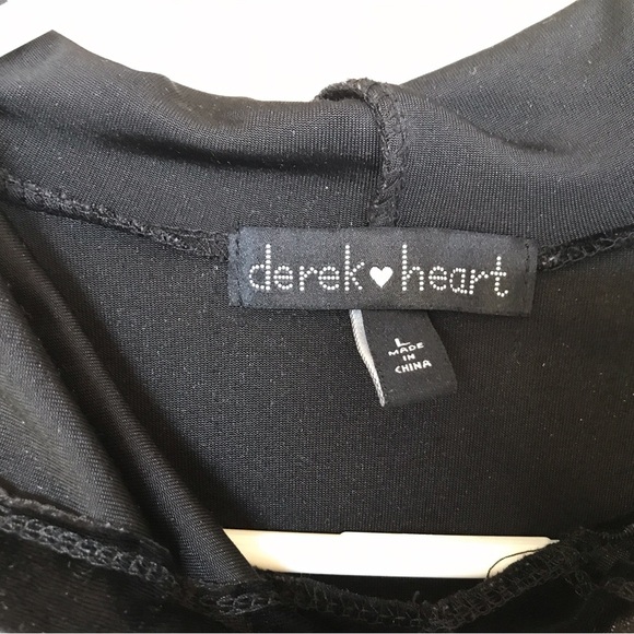 Derek Heart Hoodie SzL Velour/Cotton Contrast Ribbon Drawstring Cropped Lt Weigh - Picture 4 of 6